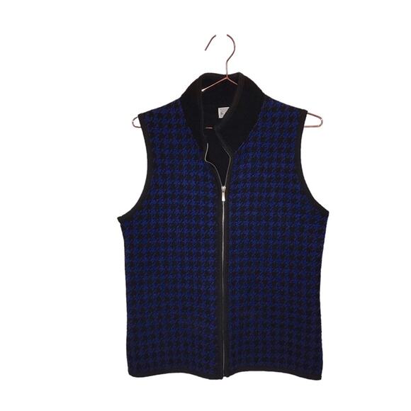 KEREN hart Jackets & Blazers - KEREN hart blue and black houndstooth wool full-zip vest size medium
